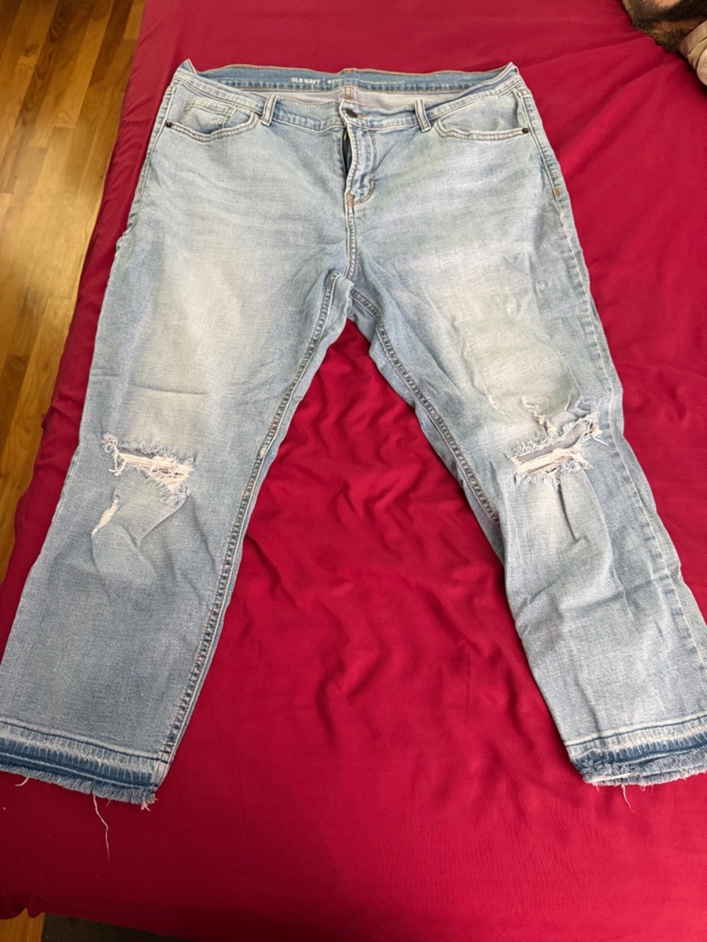 Old Navy Light Wash Distressed Boyfriend Jeans